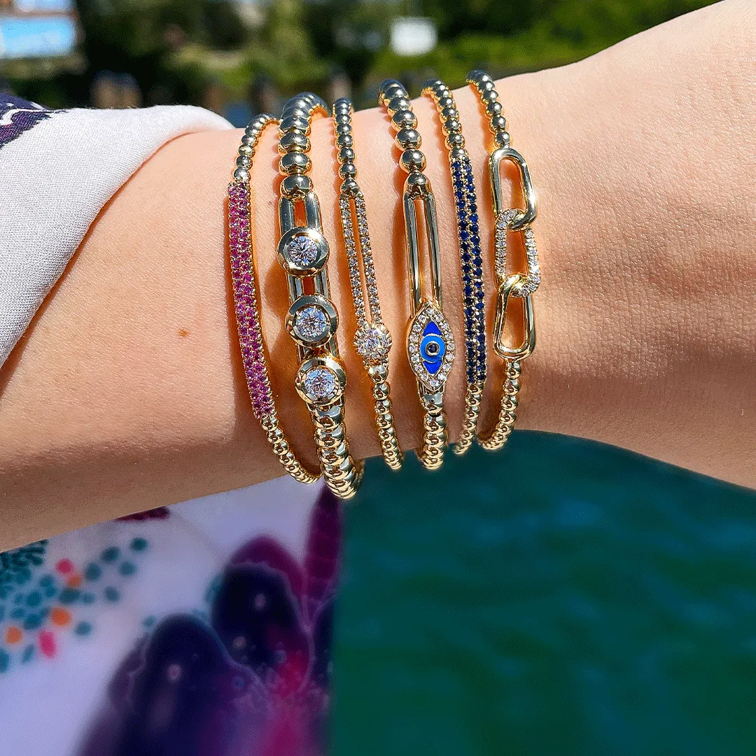 0.25ctw, 18K Yellow Gold Tresore Stretch Bracelet