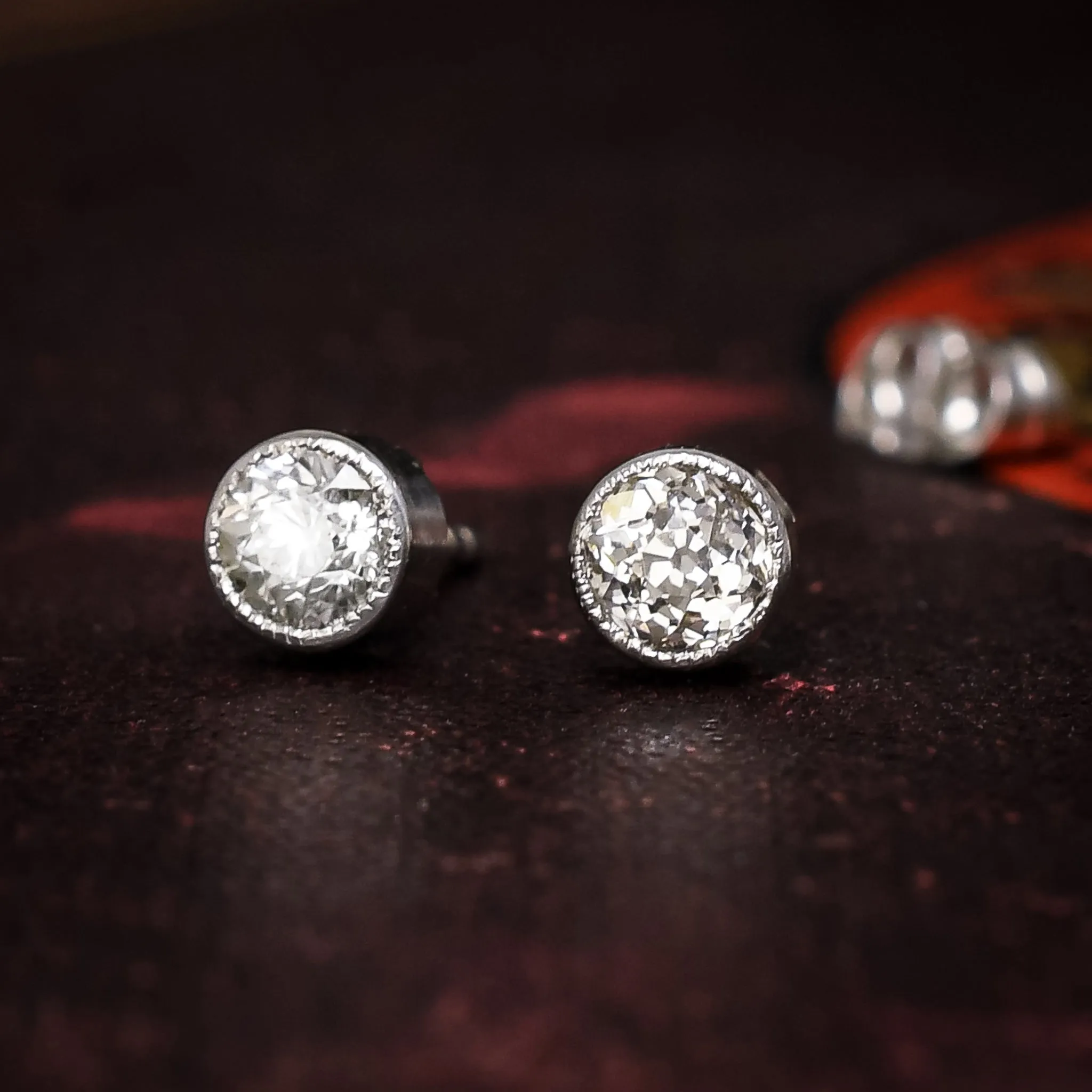 0.72ct Old Cut Diamond Stud Earrings