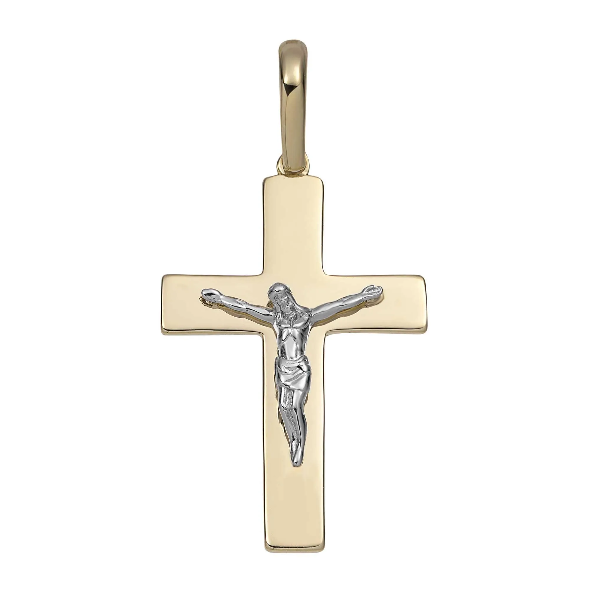 1 1/2" Jesus Cross Crucifix Pendant Solid 14K Yellow Gold