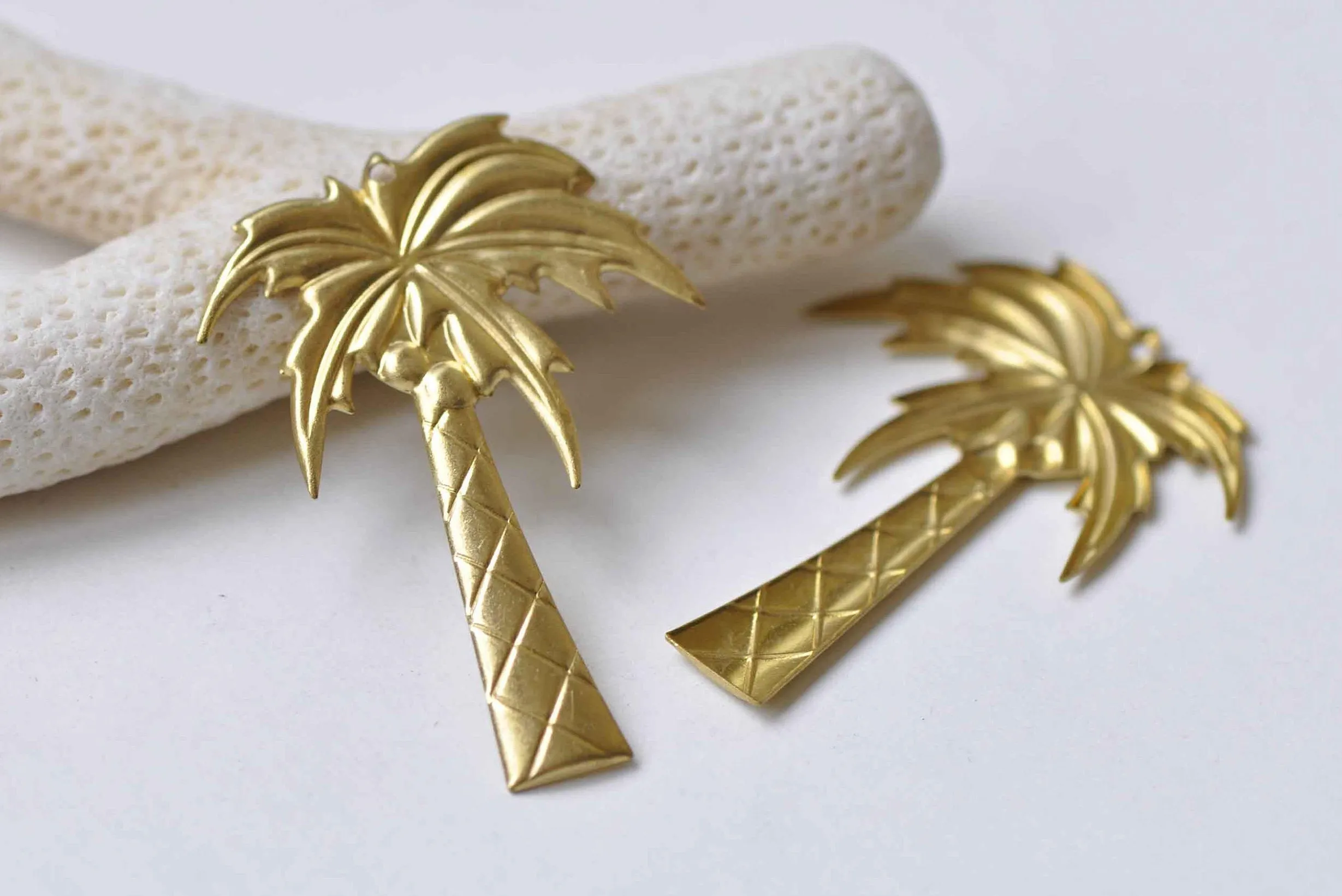10 pcs Silver/Raw Brass Coconut Palm Tree Pendants Embellishments
