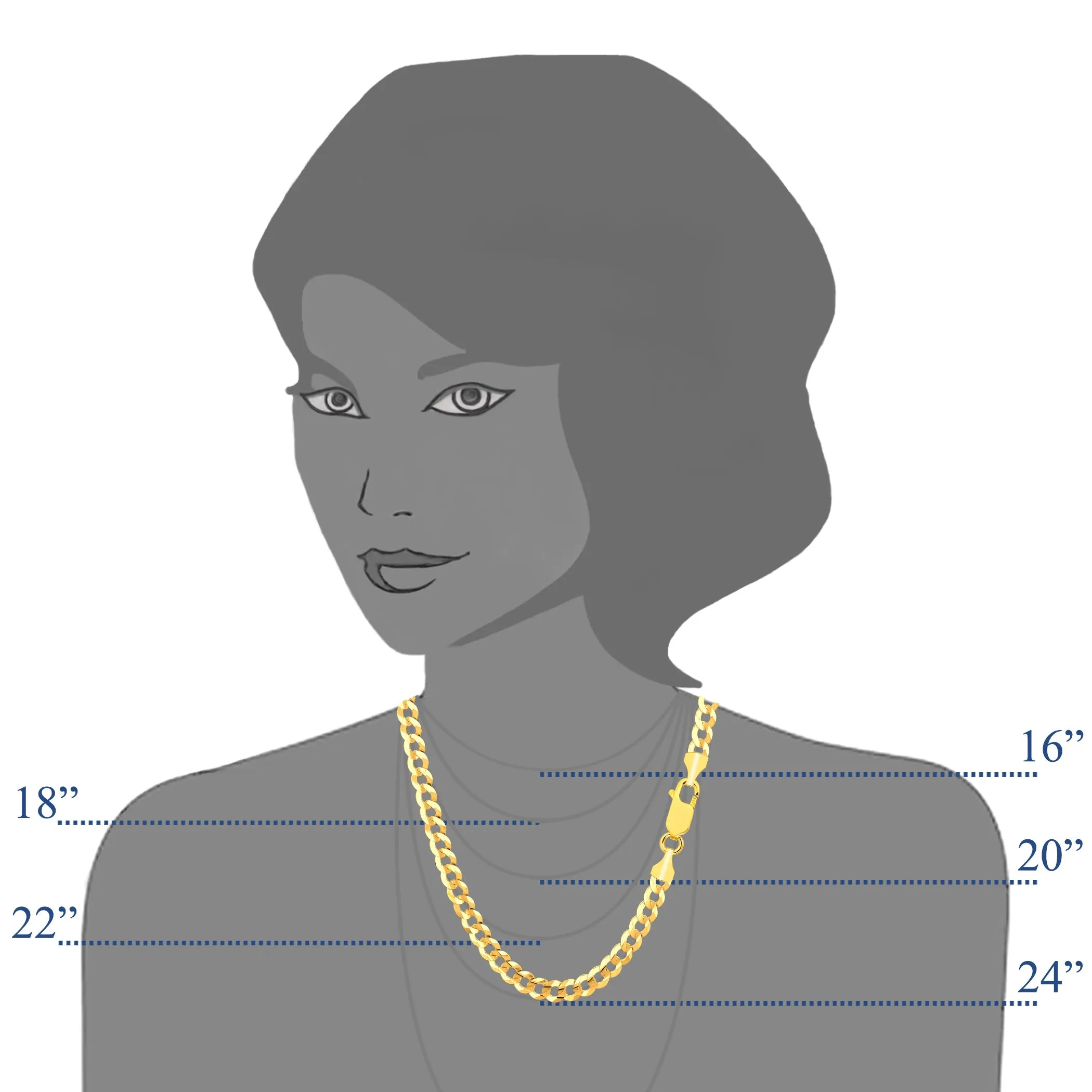 10k Yellow Gold Comfort Curb Chain Necklace, 4.7mm