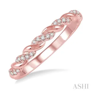 1/10 ctw Twisted Round Cut Diamond Stackable Band in 14K Rose Gold