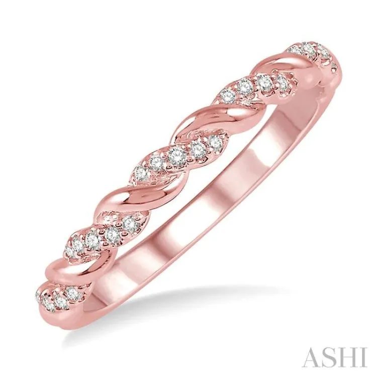 1/10 ctw Twisted Round Cut Diamond Stackable Band in 14K Rose Gold
