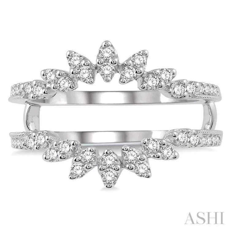 1/2 ctw Mini Marquise Mounts Round Cut Diamond Insert Ring in 14K White Gold