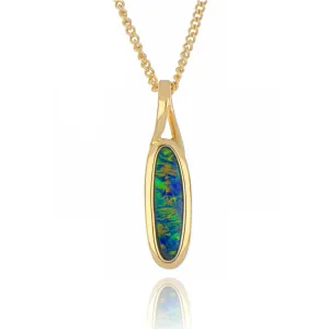 14ct Yellow Gold 0.60ct Opal Doublet Necklace