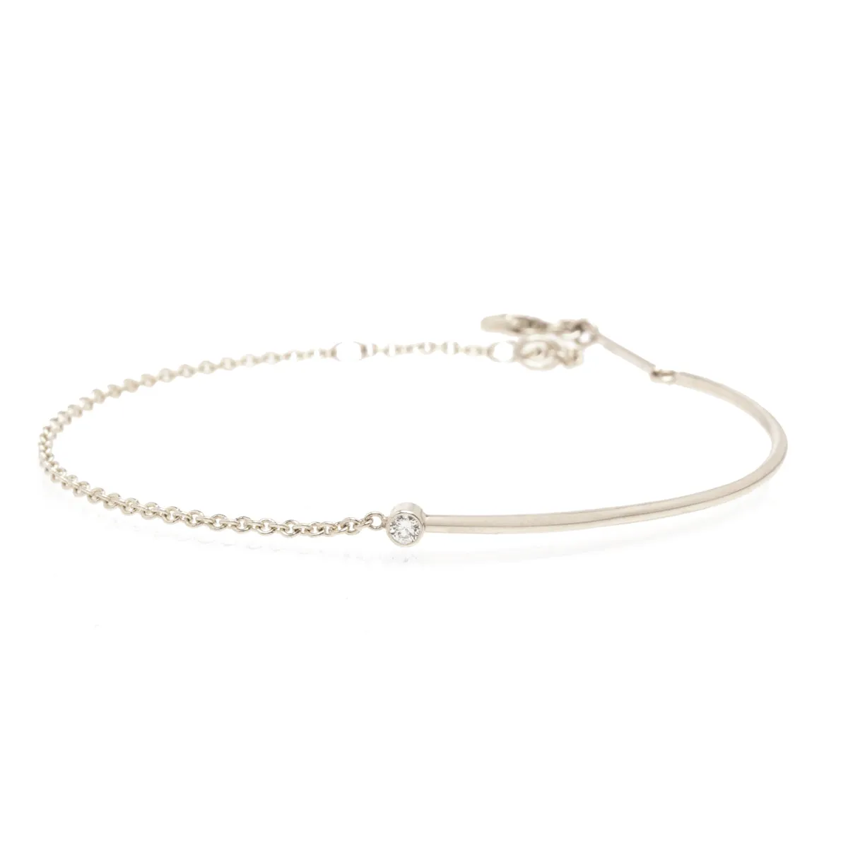 14k Diamond Bezel Mixed Wire & Chain Bracelet