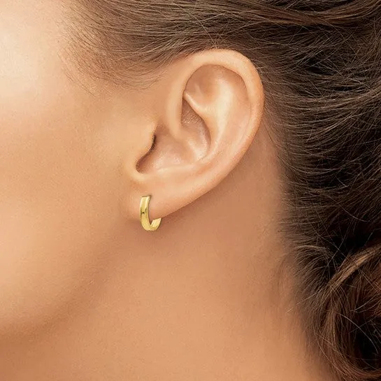 14k Gold 3 mm Hinged Hoop Earrings