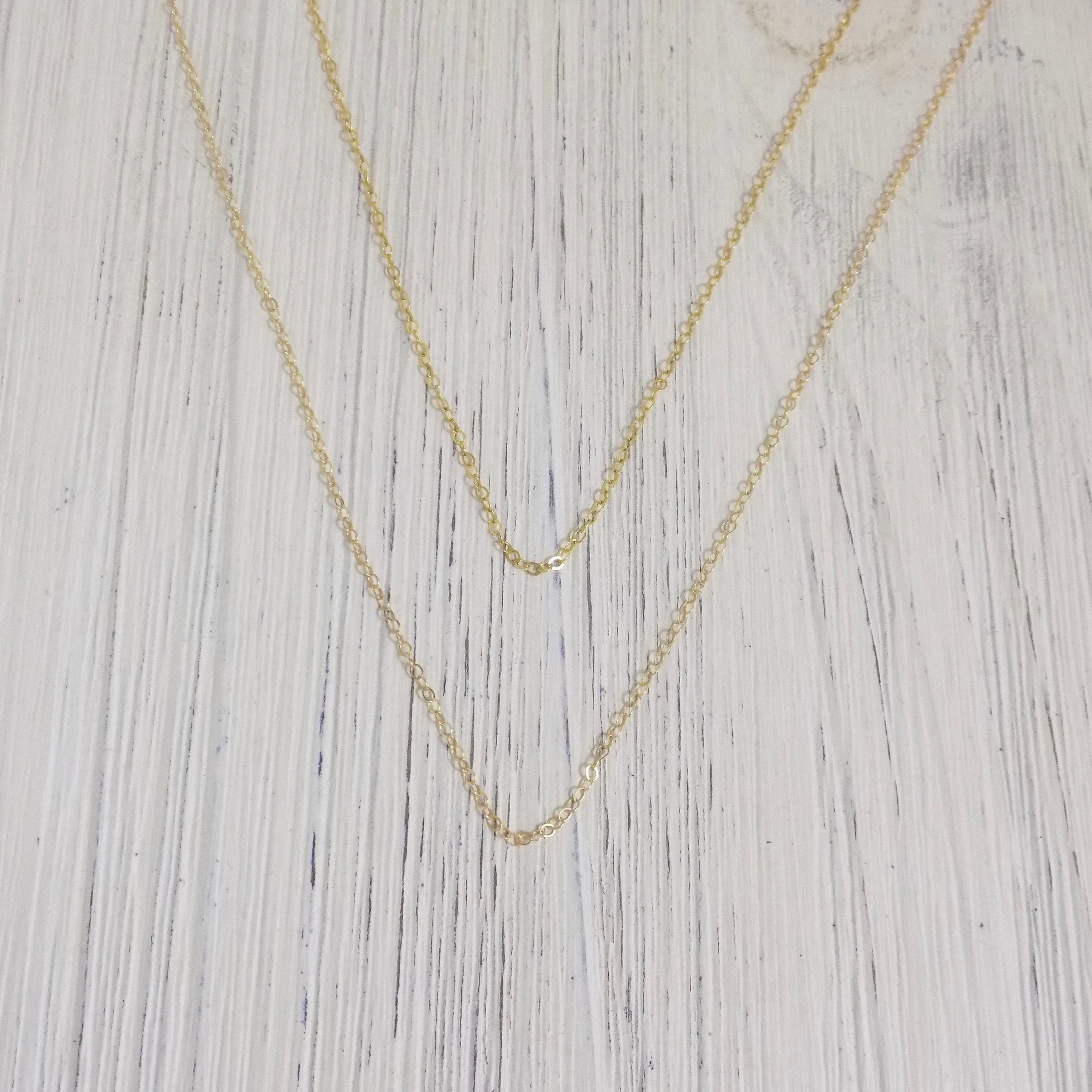 14K Gold Filled Chain Necklace Set - Delicate Gold Layer Necklace Set of 2