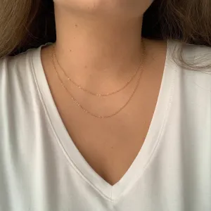 14K Gold Filled Chain Necklace Set - Delicate Gold Layer Necklace Set of 2