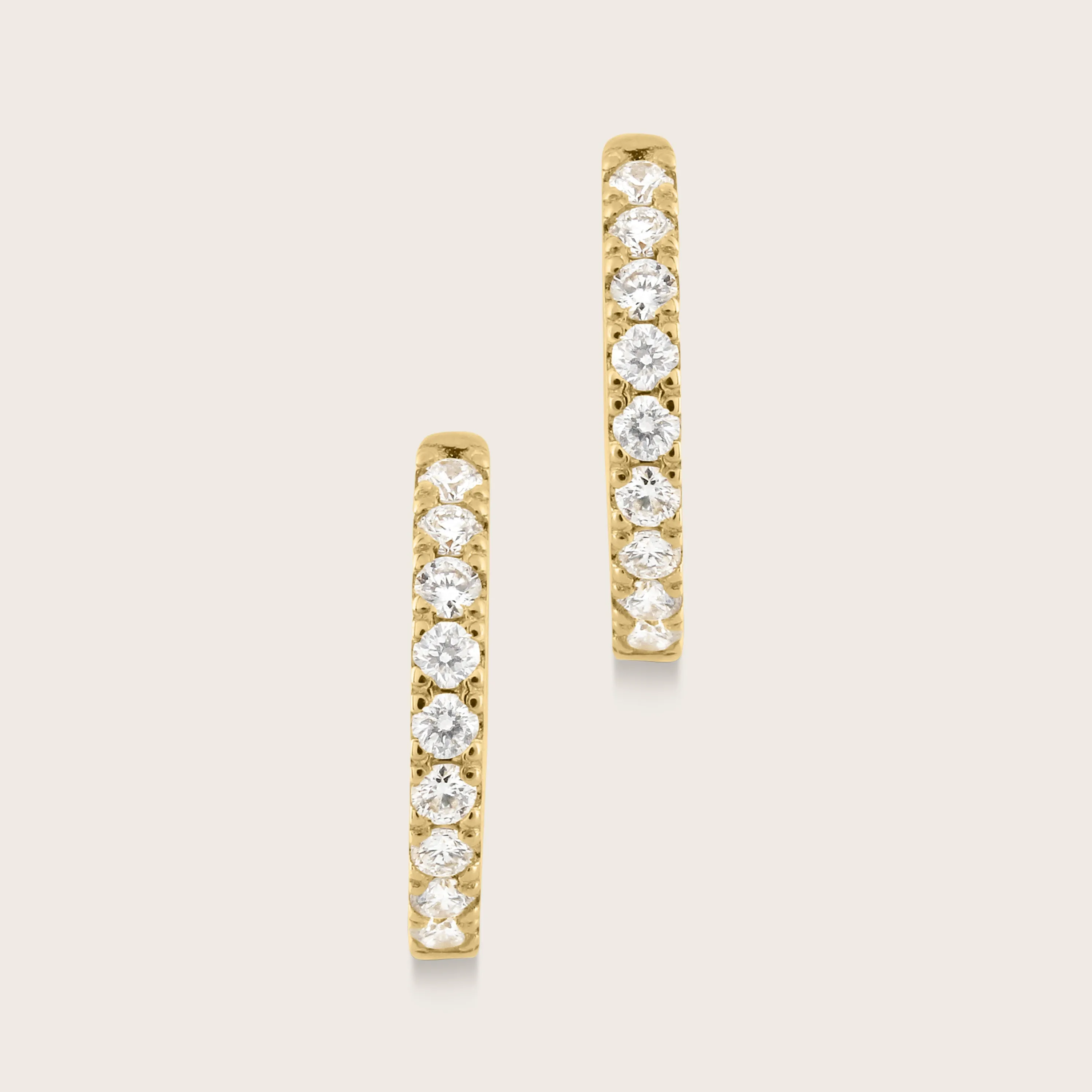 14k Gold Lab Grown Diamond Half Pavé Huggie Hoop Earrings