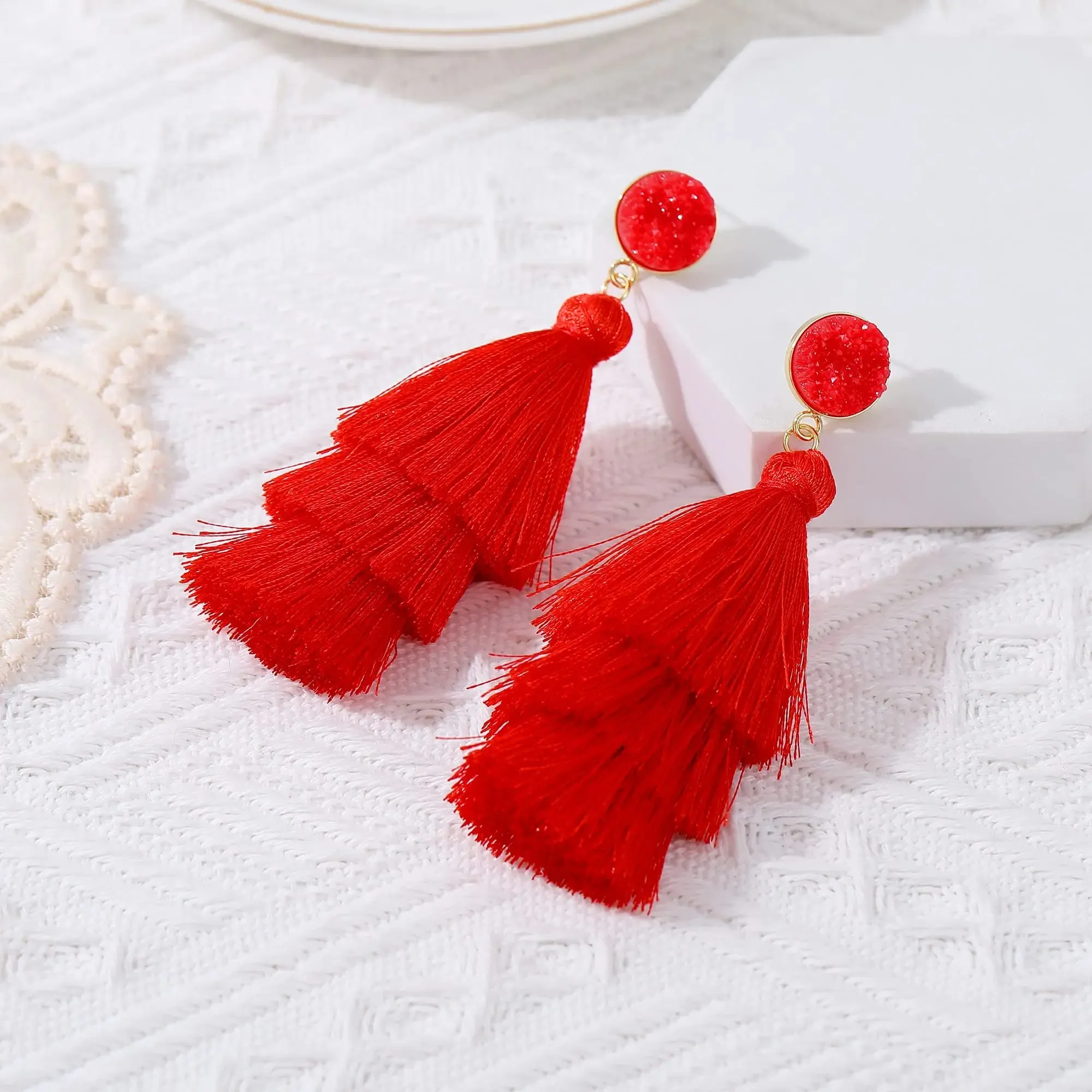 14K Gold Plated Tassel Earrings | 925 Sterling Silver Needle | Lightweight Luxury Jewelry