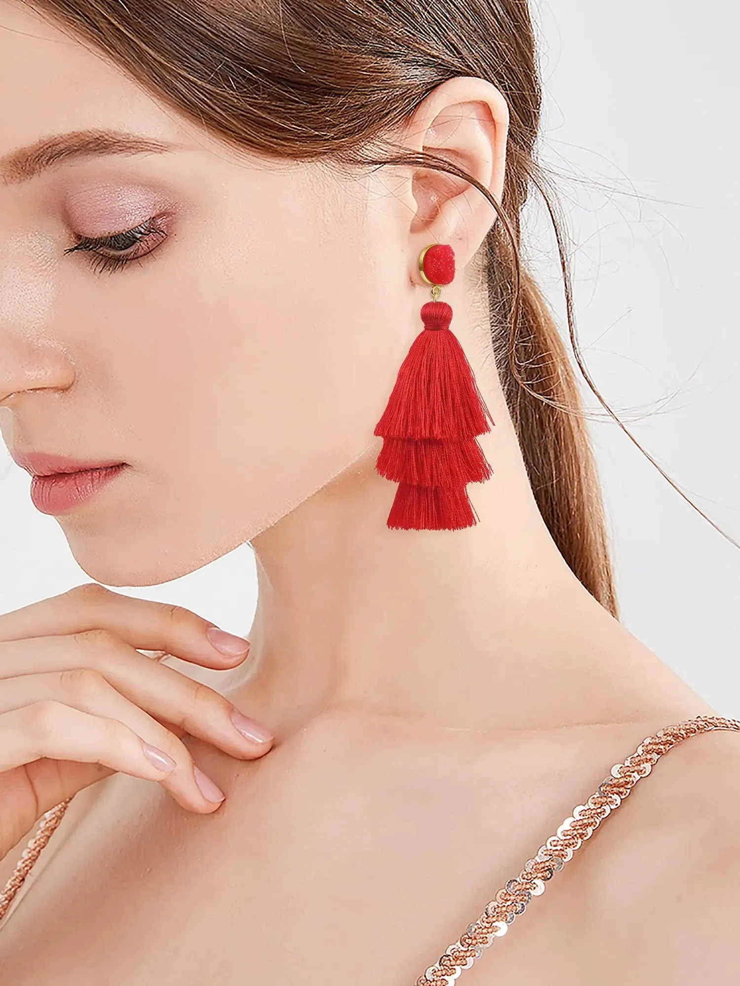 14K Gold Plated Tassel Earrings | 925 Sterling Silver Needle | Lightweight Luxury Jewelry