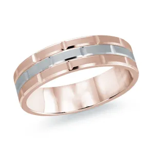 14K Rose Gold with 14K White Gold Ring from the Executif Collection by Malo - MRD-476-6PW