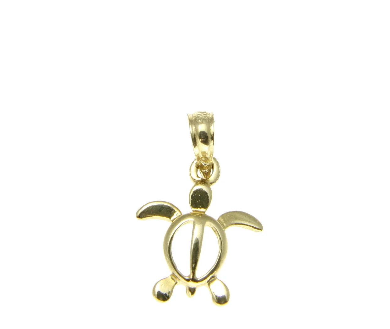 14K SOLID YELLOW GOLD HAWAIIAN BABY HONU TURTLE CHARM PENDANT