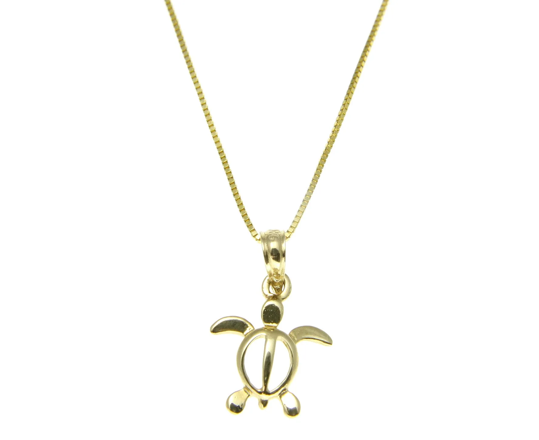 14K SOLID YELLOW GOLD HAWAIIAN BABY HONU TURTLE CHARM PENDANT