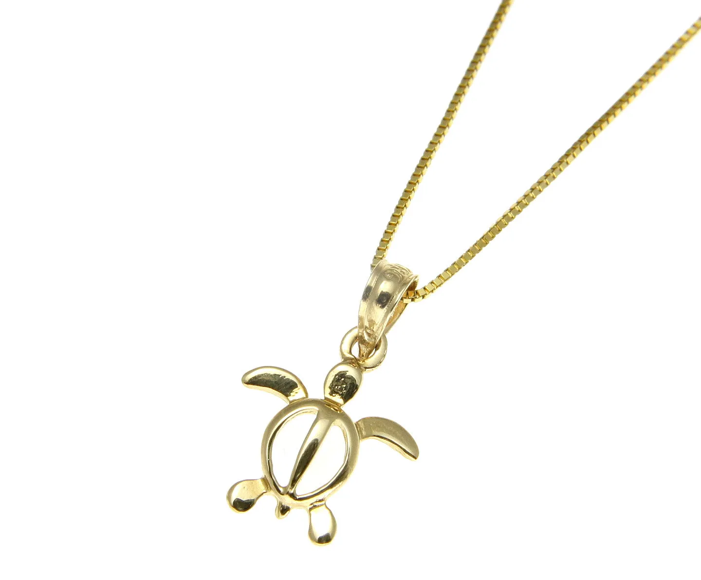 14K SOLID YELLOW GOLD HAWAIIAN BABY HONU TURTLE CHARM PENDANT