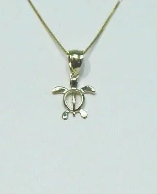 14K SOLID YELLOW GOLD HAWAIIAN BABY HONU TURTLE CHARM PENDANT