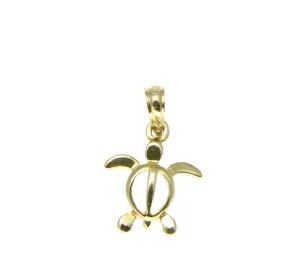 14K SOLID YELLOW GOLD HAWAIIAN BABY HONU TURTLE CHARM PENDANT