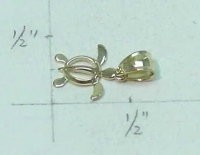 14K SOLID YELLOW GOLD HAWAIIAN BABY HONU TURTLE CHARM PENDANT