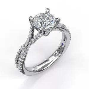 14K White Gold Twisted Diamond Engagement Ring