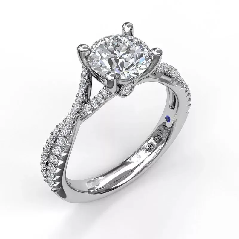 14K White Gold Twisted Diamond Engagement Ring