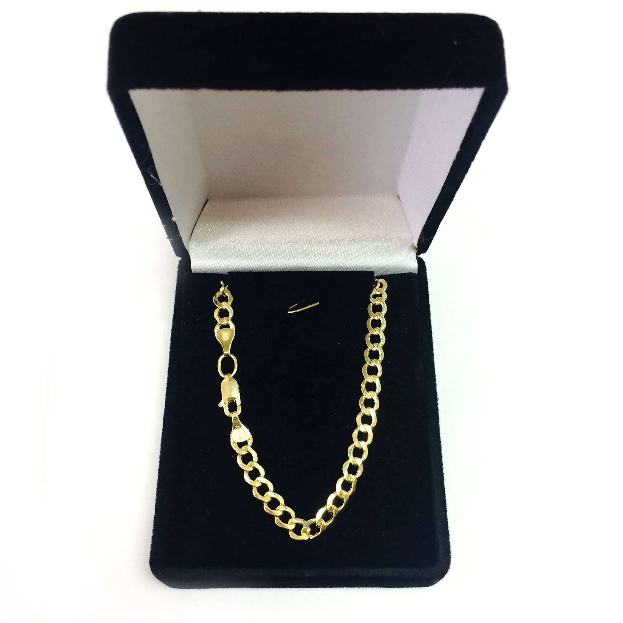14k Yellow Gold Curb Hollow Chain Necklace, 3.6mm