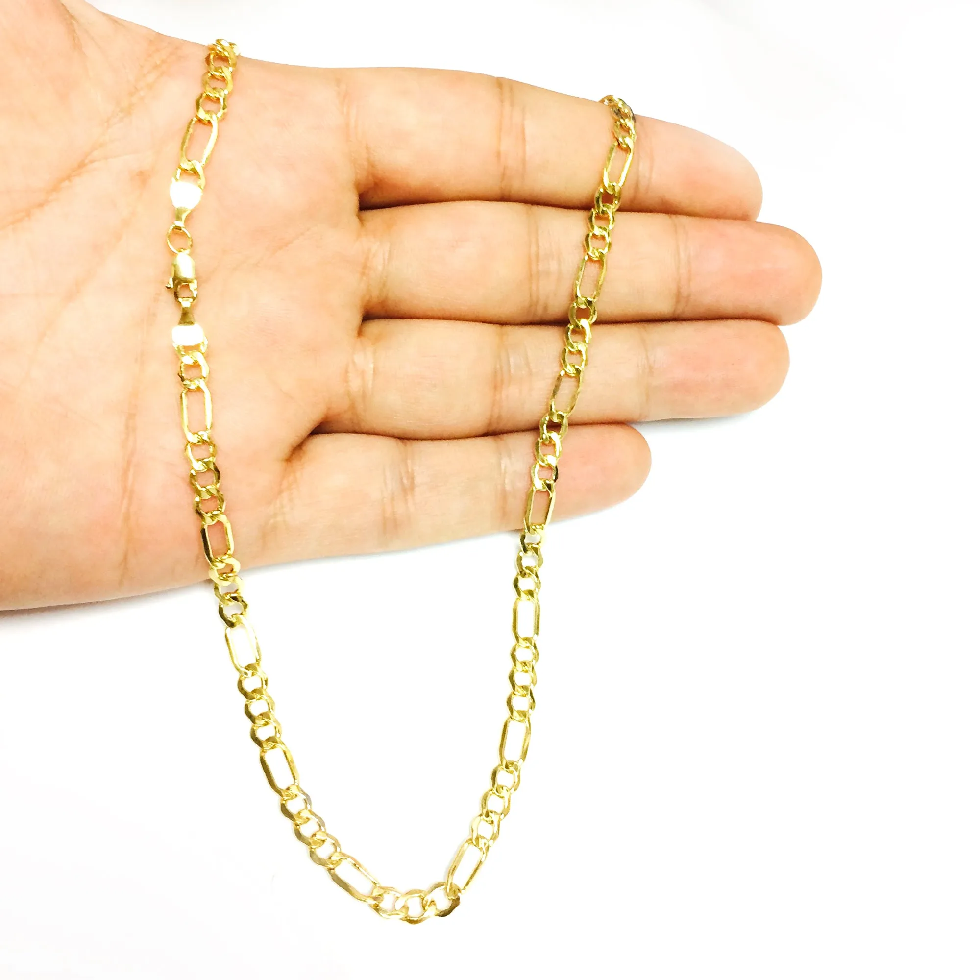 14k Yellow Gold Hollow Figaro Chain Necklace, 4.6mm