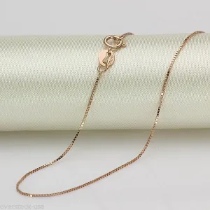 16 INCH Solid 18K Rose Gold Necklace Box Link Chain Necklace