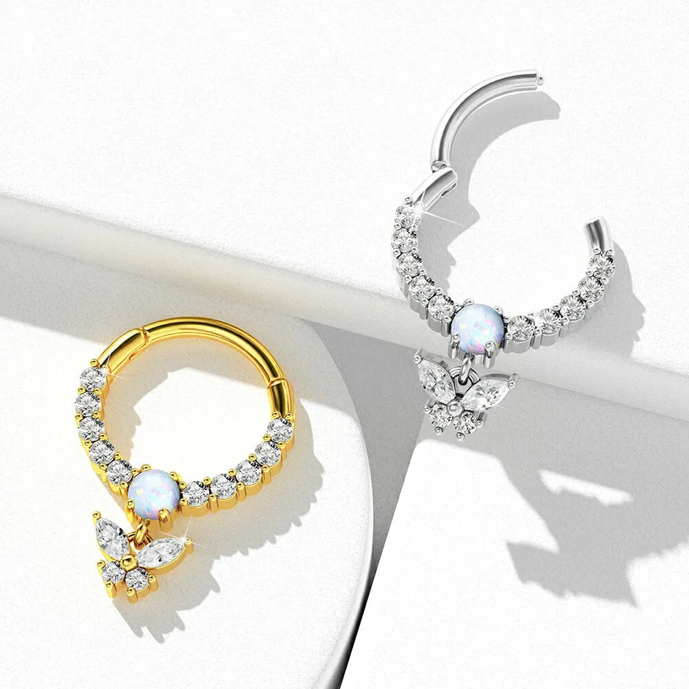 16G Hanging CZ Butterfly Septum Ring Daith Earrings