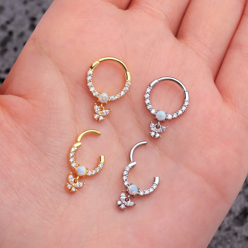 16G Hanging CZ Butterfly Septum Ring Daith Earrings