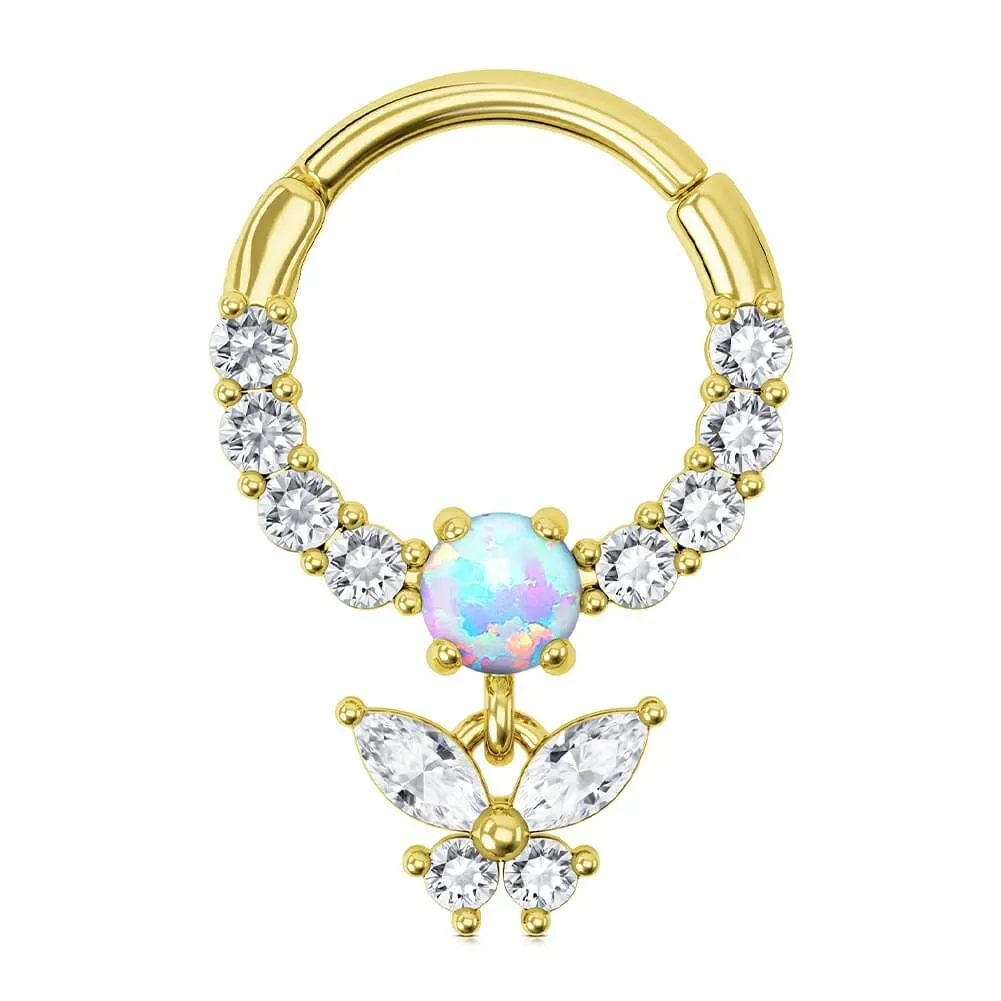 16G Hanging CZ Butterfly Septum Ring Daith Earrings