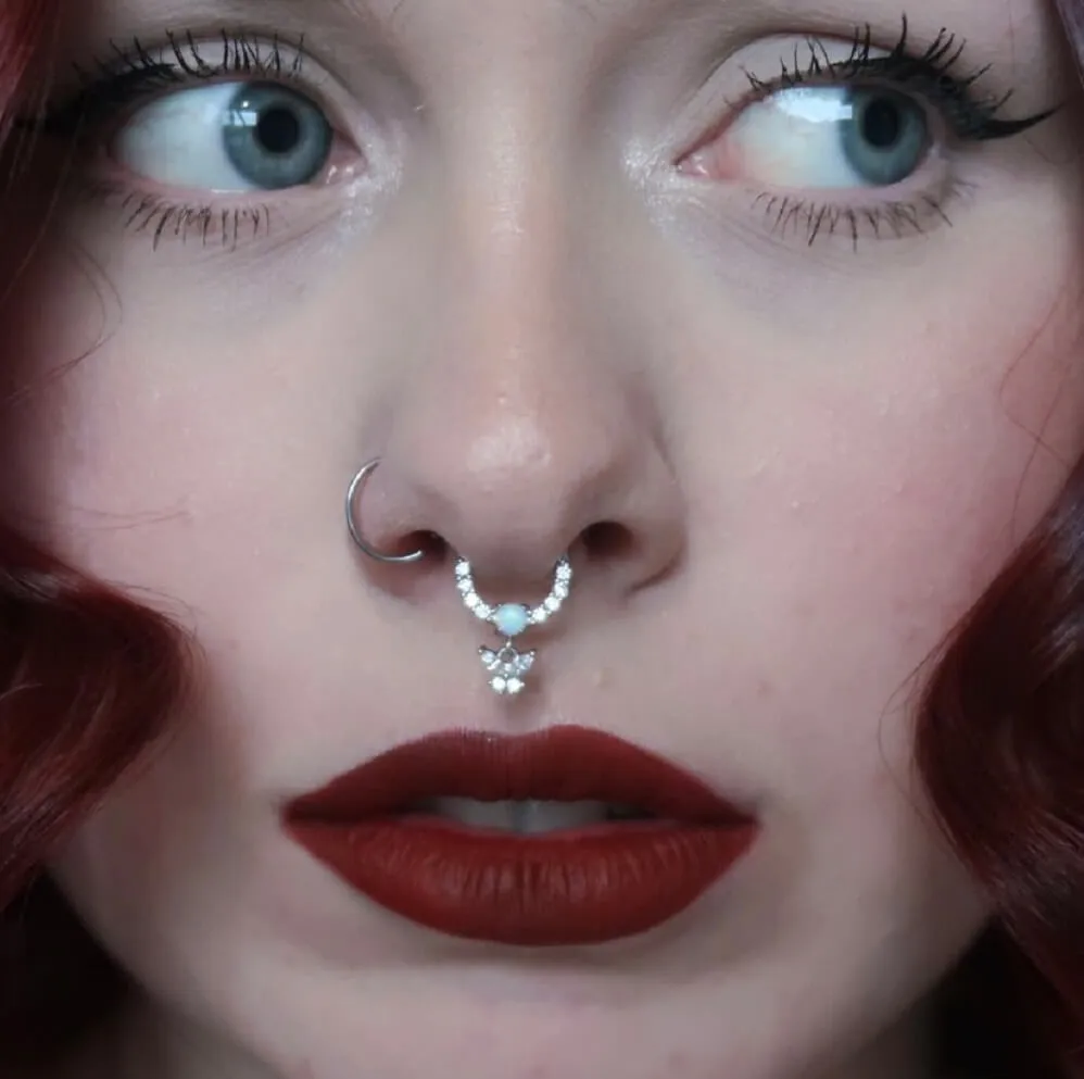 16G Hanging CZ Butterfly Septum Ring Daith Earrings