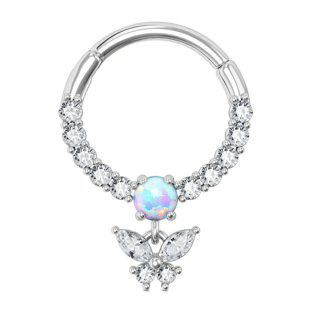 16G Hanging CZ Butterfly Septum Ring Daith Earrings