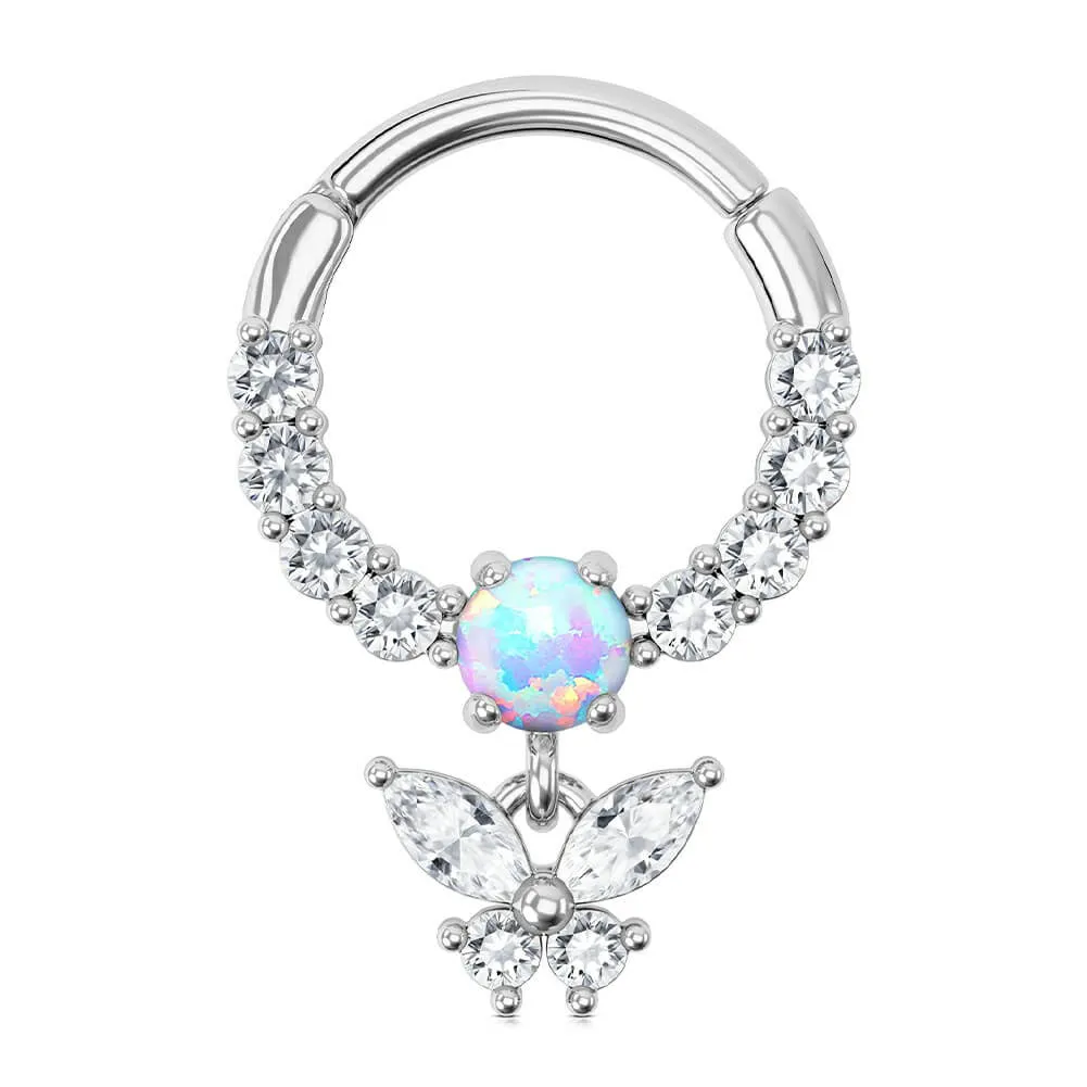 16G Hanging CZ Butterfly Septum Ring Daith Earrings