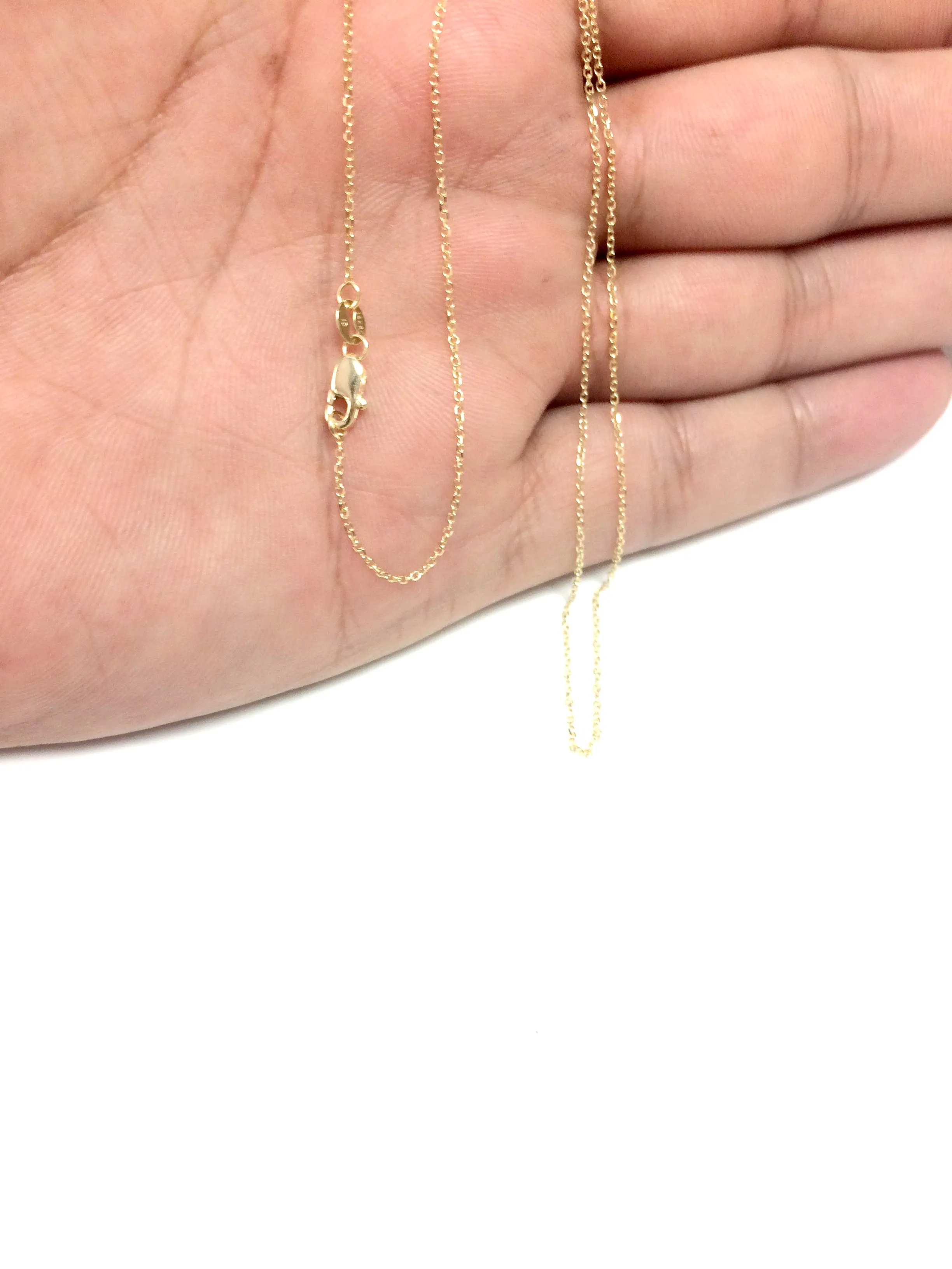 18k Yellow Gold Cable Link Chain Necklace, 0.7mm