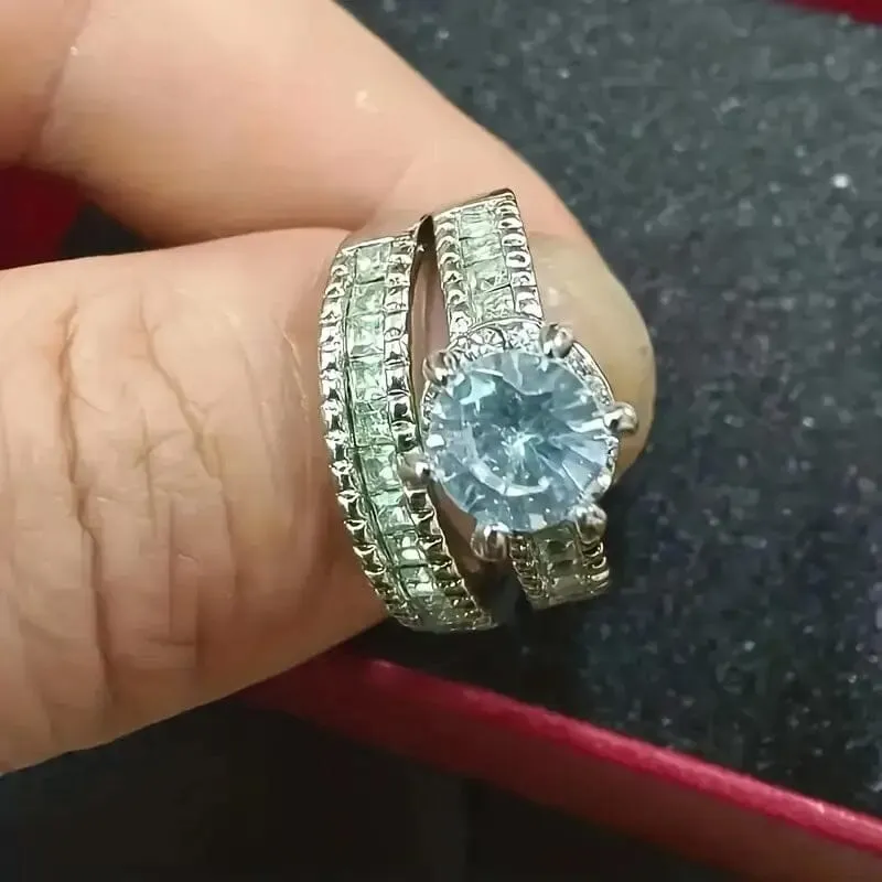 2-Piece Set: Elegant Square Cubic Zirconia Rings