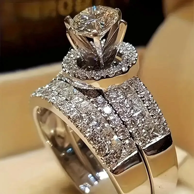 2-Piece Set: Elegant Square Cubic Zirconia Rings