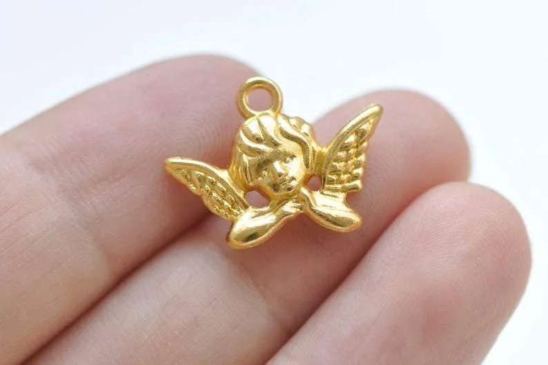 20 pcs Shiny Gold Lovely Angel Charms Pendants 11x20mm A9012