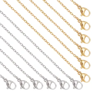 20Pcs 2 Style 304 Stainless Steel Cable Chain Necklaces Set for Men Women, Golden & Stainless Steel Color, 19.5~20.5 inch(50~52cm), 10Pcs/style