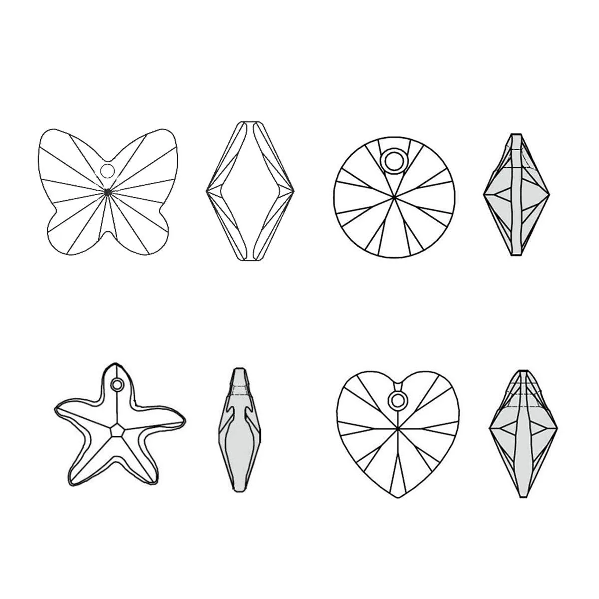 28 Pcs Mix Shapes Glass Crystal AB Loose Beads Pendant Crystal Gemstone for Jewelry Making Decorations ...