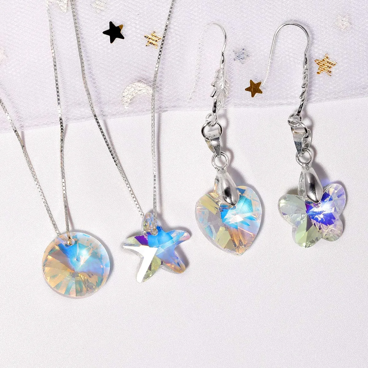 28 Pcs Mix Shapes Glass Crystal AB Loose Beads Pendant Crystal Gemstone for Jewelry Making Decorations ...