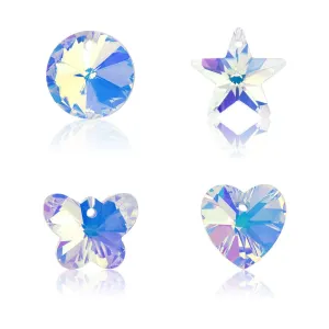 28 Pcs Mix Shapes Glass Crystal AB Loose Beads Pendant Crystal Gemstone for Jewelry Making Decorations ...