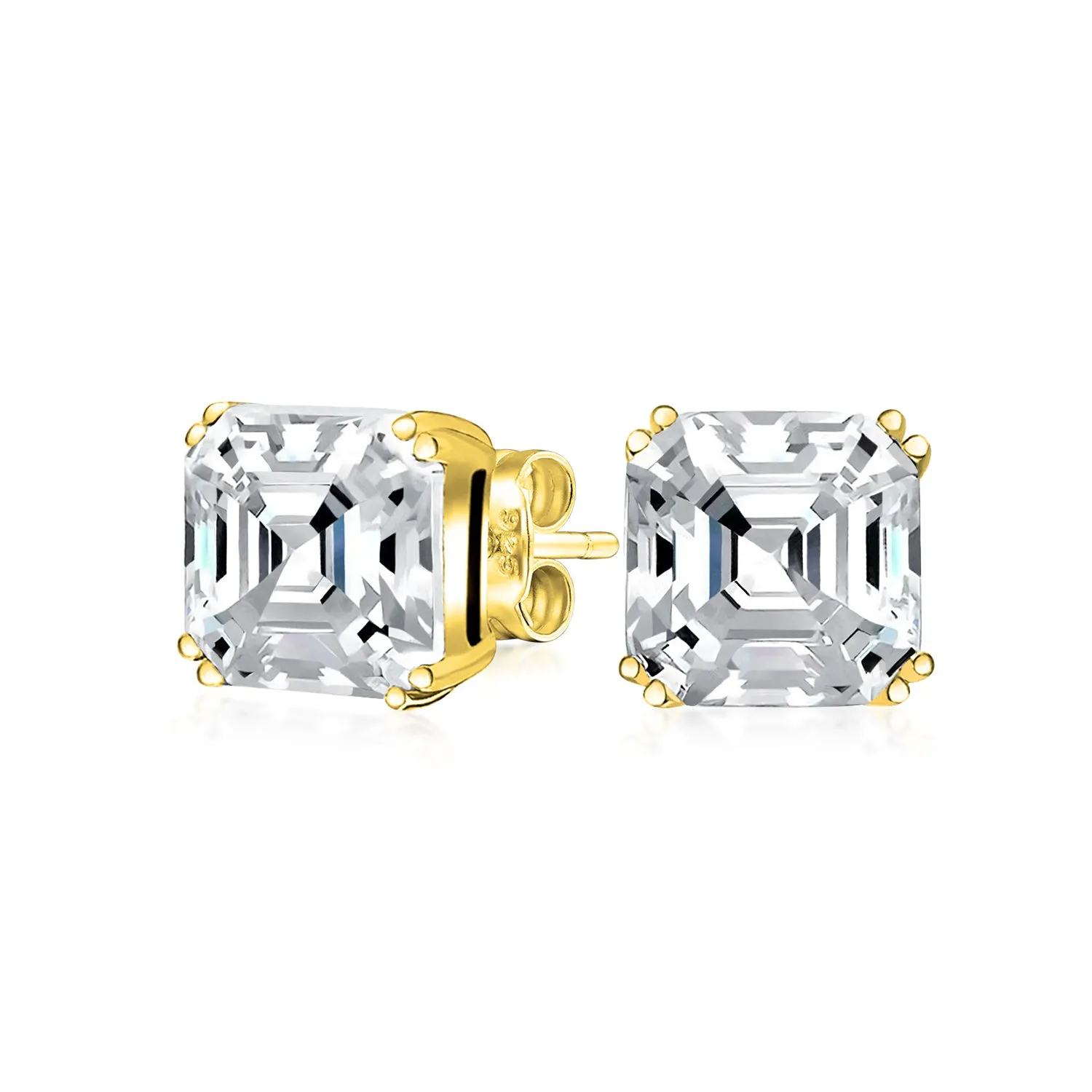 2CT Square Asscher Cut AAA CZ Solitaire Pendant Earrings Sterling