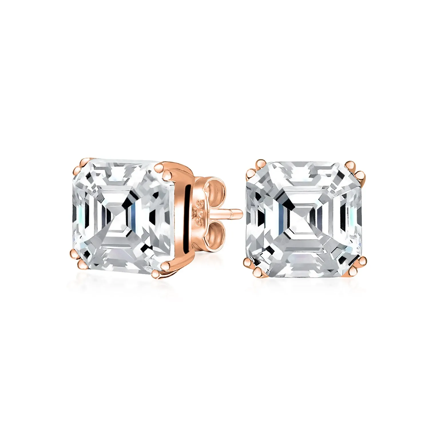 2CT Square Asscher Cut AAA CZ Solitaire Pendant Earrings Sterling
