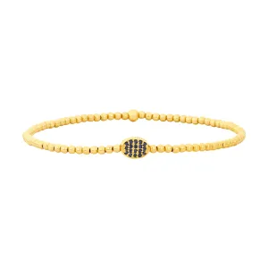 2MM Signature Bracelet with 14K Blue Sapphire Bean