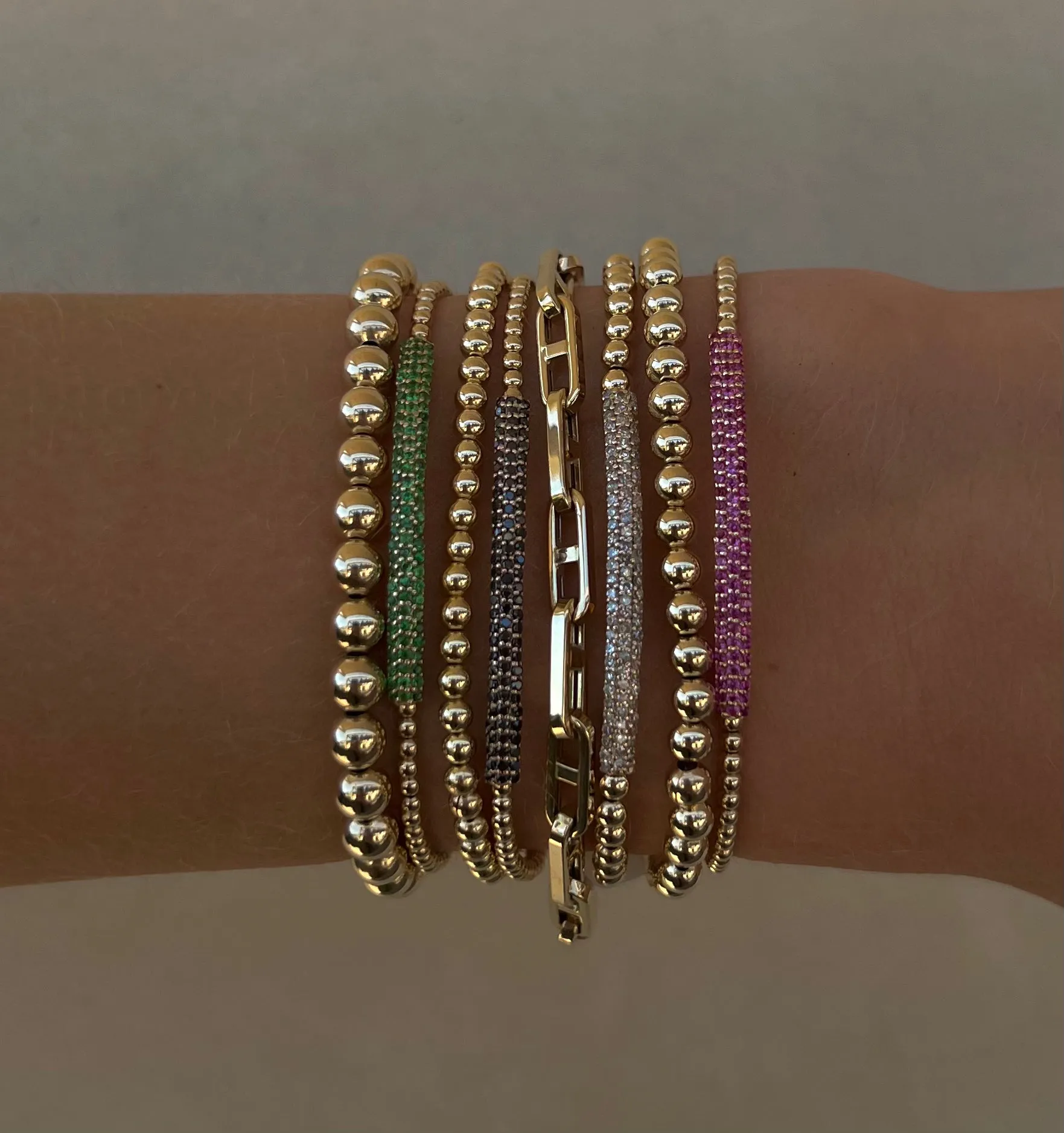 2MM Signature Bracelet with 14K Tsavorite Bar