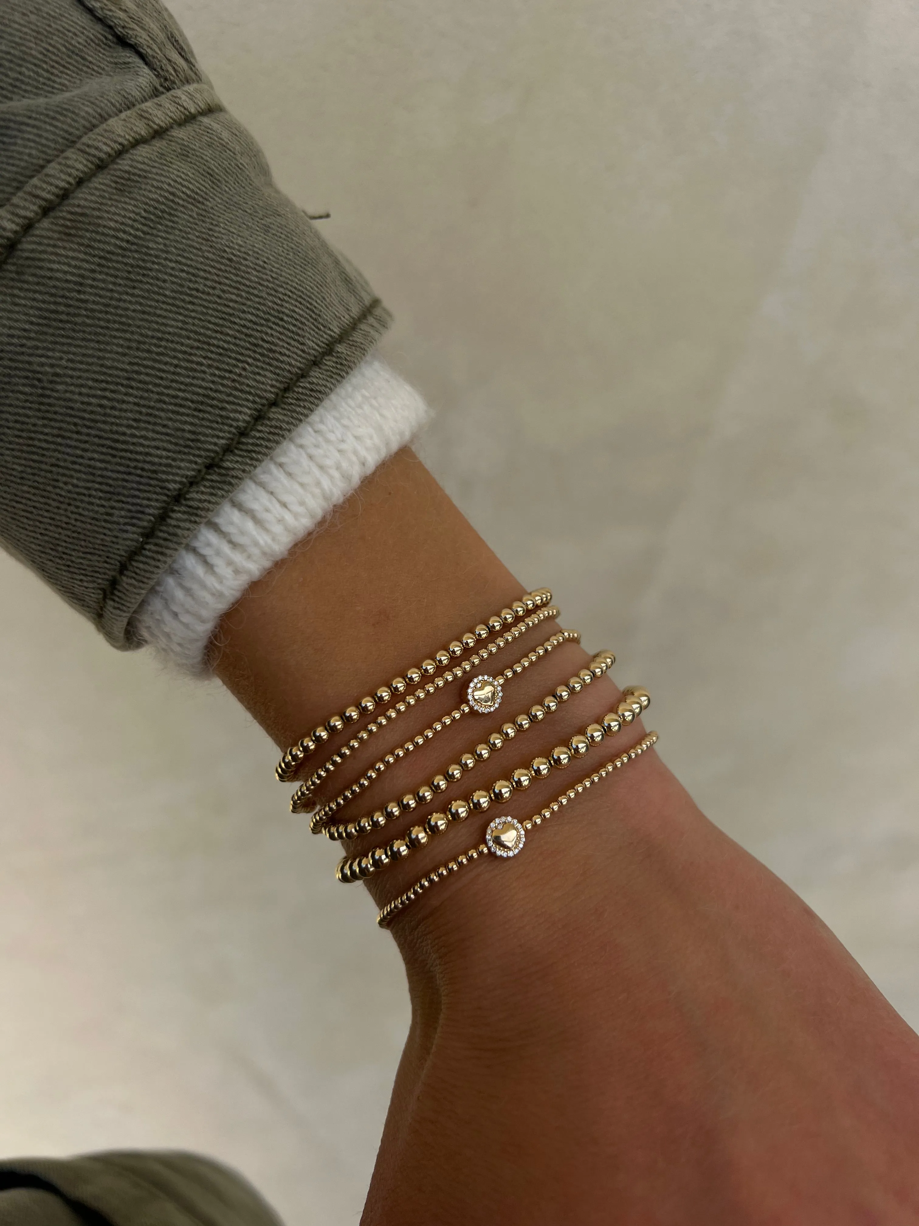 2MM Signature Bracelet With Pave Heart Bead