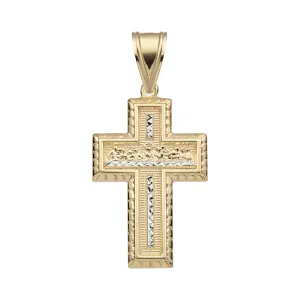 2" Nugget Framed Cross Last Supper Pendant 10K Yellow Gold