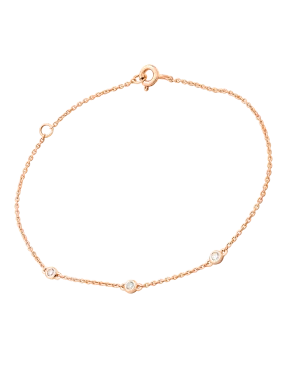 3 Diamond Bezel Bracelet - 14K Rose Gold