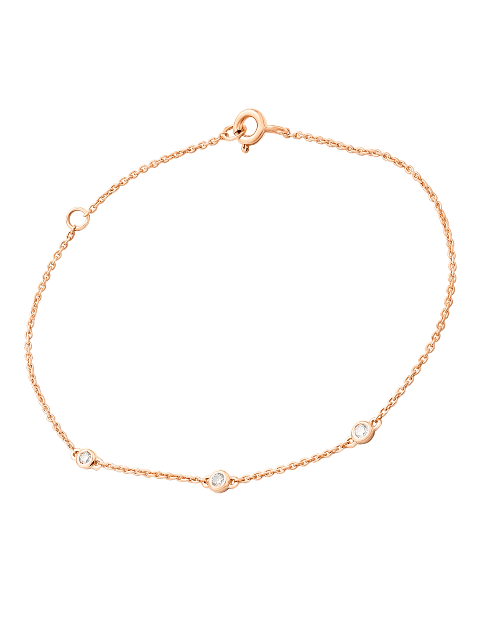 3 Diamond Bezel Bracelet - 14K White Gold